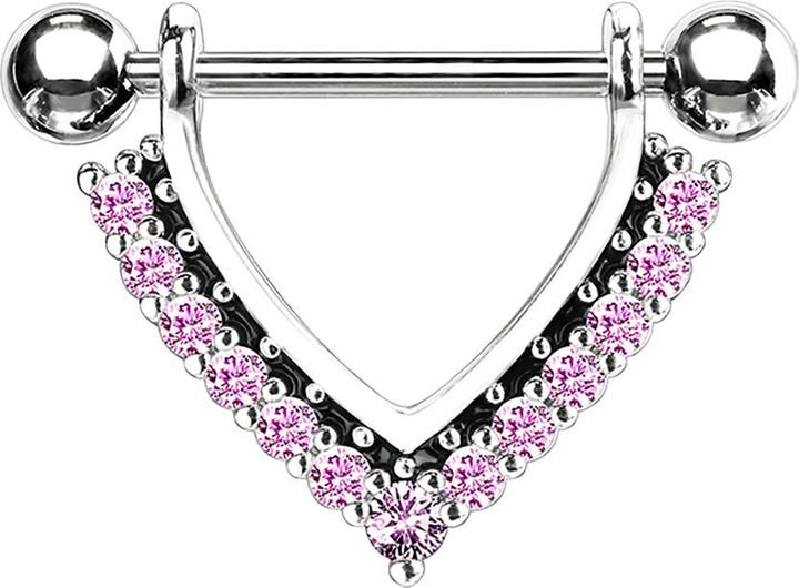 Produktbild Star Piercing Barbell silber Hänger mit Kristallen pink (Chirurgenstahl 316L, Messing)