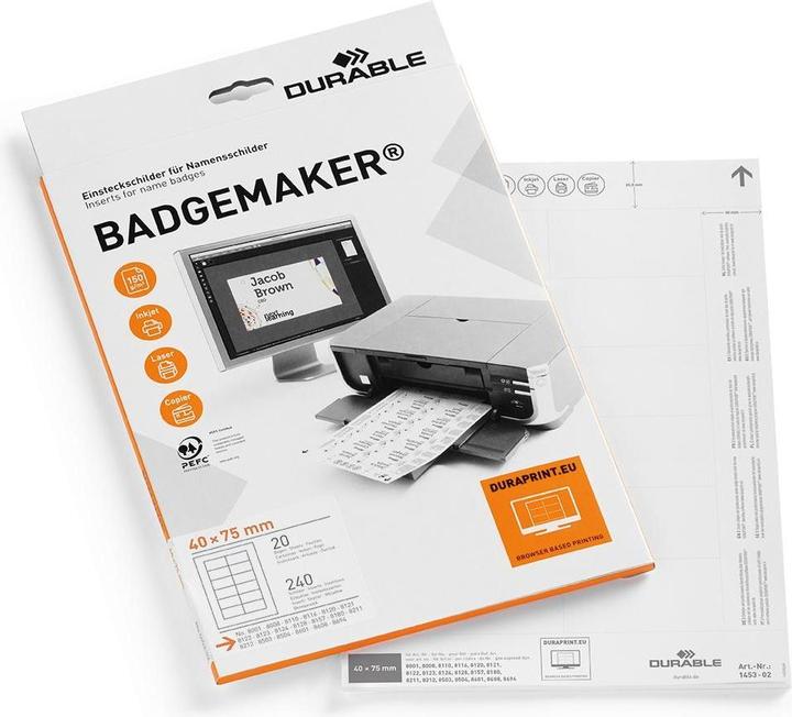 Image du produit Durable Étiquettes à insérer Badgemaker pour badges nominatifs