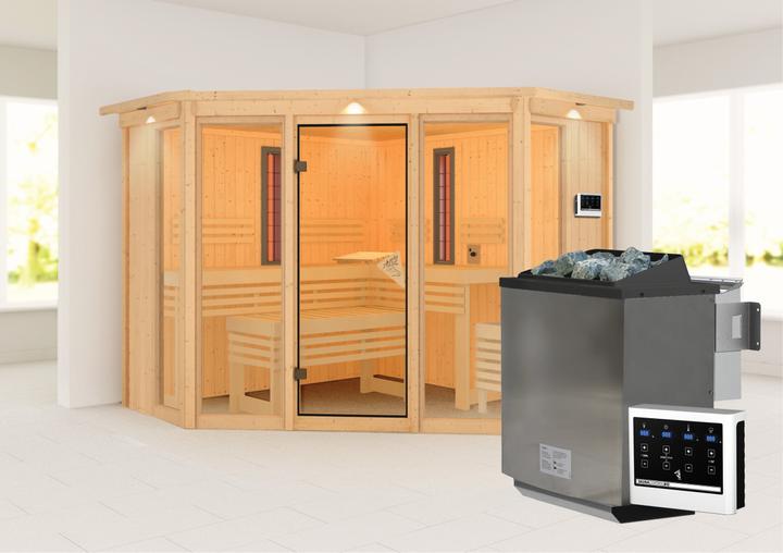 Produktbild Karibu Infrarotkabine Asta Eckeinstieg, Kranz (9 KW Bio externe Steuerung)