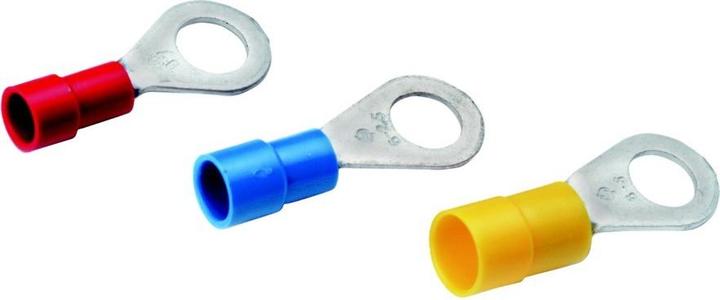 Actual product image Cimco Insulated crimp terminals, ring type Cu, insulated, DIN 46237 - 0.5-1qmm M6 red