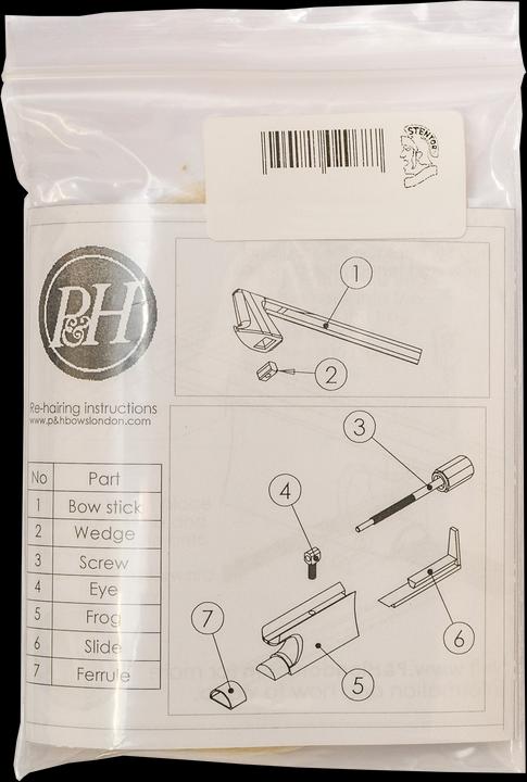 Immagine prodotto P&H Bows Crini per arco, per arco di violino in fibra di vetro, vero crine di cavallo (4 x, violino)