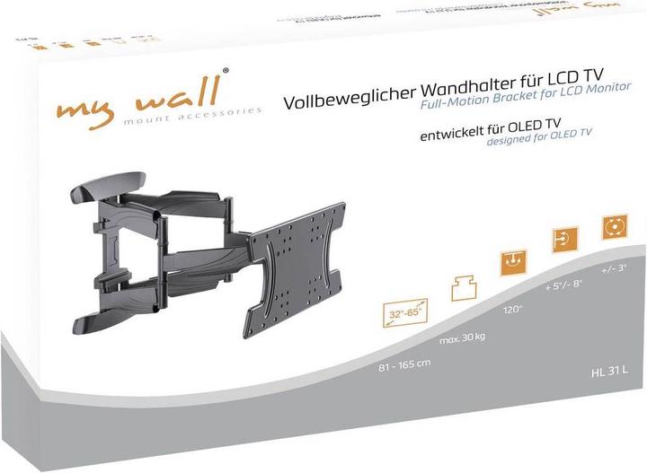 Image du produit myWall Support TV mural Inclinable+Pivotant, Rotatif (Mur, 65", 30 kg)