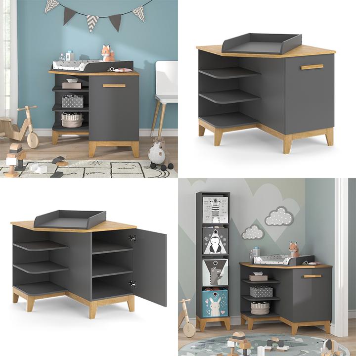 Actual product image VitaliSpa Wickelkommode Malia, Grau/Eiche, 85 x 85.2 cm mit Tür