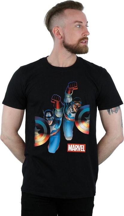 Actual product image Mens Falcon And Captain America Side By Side T-Shirt (XXL)