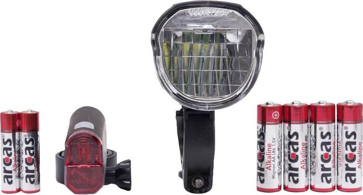 Immagine prodotto Arcas Set di illuminazione per biciclette Set di lampade per biciclette, a batteria (70 lm, 6.50 lm)