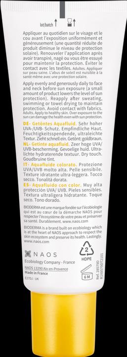Nährwerte und Zutaten Bioderma Photoderm Aquafluide SPF50+ doré (Sonnencreme Gesicht, SPF 50, 40 ml)