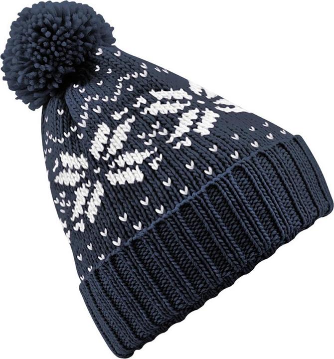 Actual product image Beechfield Knitted Hat With Pom Pom Snowflake Pattern (One size)