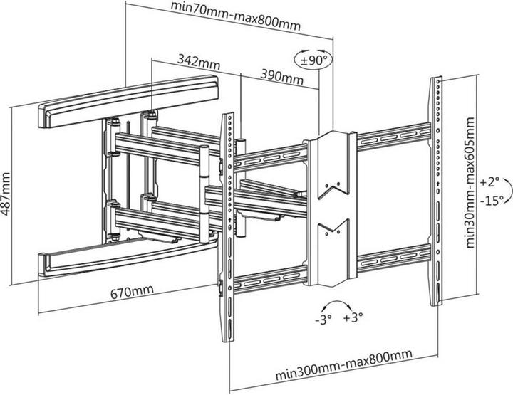 Produktbild myWall TV Wandhalterung 106,7 cm (42) 254,0 (100) Neigbar, Ausziehbar, Schwenkbar (Wand, 100", 70 kg)
