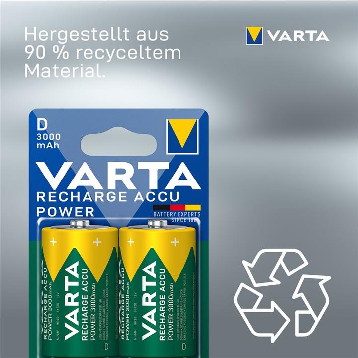 Produktbild Varta Recharge Accu Power (2 Stk., D, 3000 mAh)