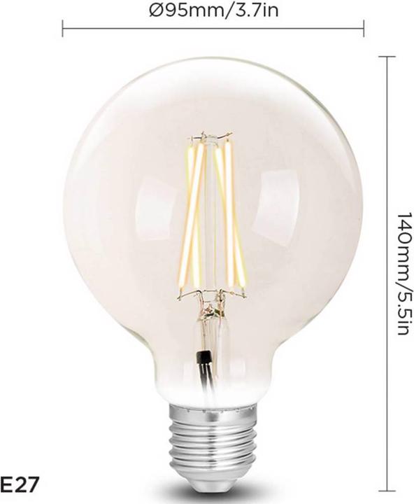 Image du produit WiZ Ampoule LED filament G95 E27 Clear (E27, 6.50 W, 810 lm, 1 x, E)