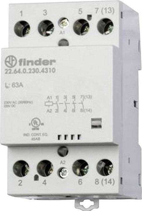 Finder Contactor 63A 3 NO + 1 NC, 230-240vac/dc