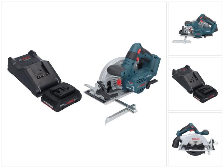 1,0 x 20 mm, 24 ( 2 608 837 685 ) , 1x schulpgeleider ( 2 608 000 817 ), 1x Bosch GBA 18 V 4,0 Ah ProCORE inschuifaccu, 1x&nbspBosch GAL 18V-40 lader, 1x Bosch GKS 18V-57-2 Professionele accu handcirkelzaag, 1x cirkelzaagblad, Standaard voor hout, 165 x 1,5
