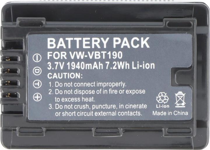 Actual product image Panasonic Akku VW-VBT190, decoded VW-VBT190E-K, VW-VBT190 (Camera battery)