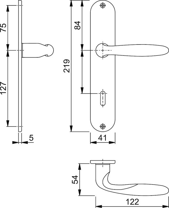 Produktbild Hoppe Langschildgarnitur Verona M151/302 Messing F71 OB 72 mm DIN links / rechts (Türgriff)