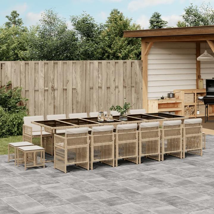 Actual product image VidaXL Garden furniture dining set garden set seating group 17 pcs. beige poly rattan (330 cm)