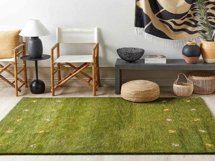Actual product image Beliani Carpet wool green 160 x 230 cm animal pattern high pile YULAFI (160 x 230 cm)