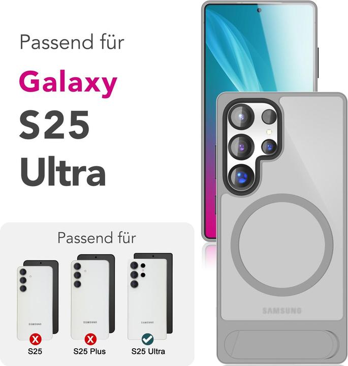 Actual product image Nalia Triton - Durchsichtige Standfuss Hülle mit MagSafe Ring - Kickstand Hardcover (Samsung Galaxy S25 Ultra)