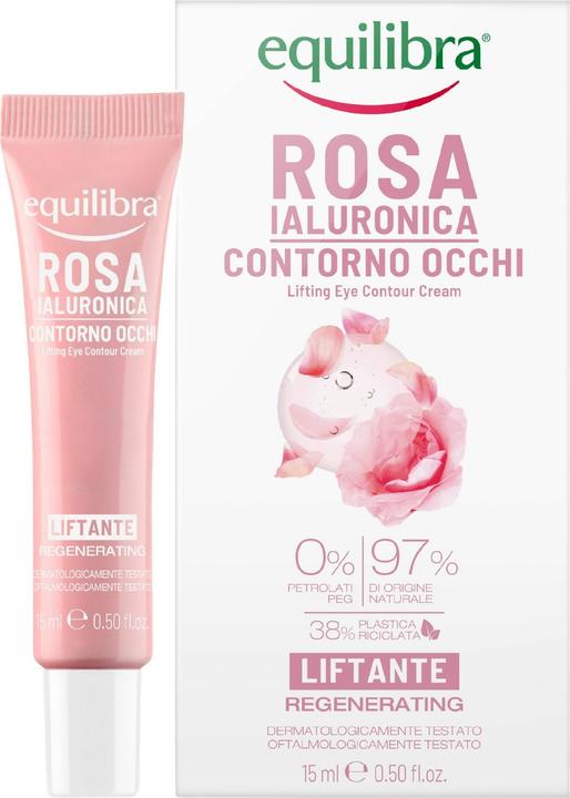 Equilibra EQUILIBRA Rosa Regenerating Lifting Eye Contour Cream różany liftingujący krem pod oczy z kwasem hia (15 ml)
