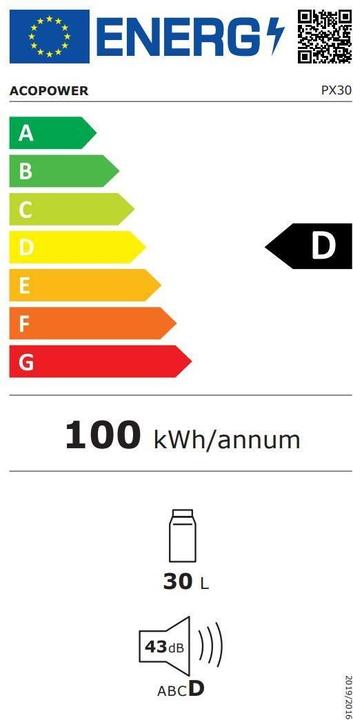 Energie-Label Koor Kompressor-Kühlbox ACUX-R 30 mit Powerbank (30 l)