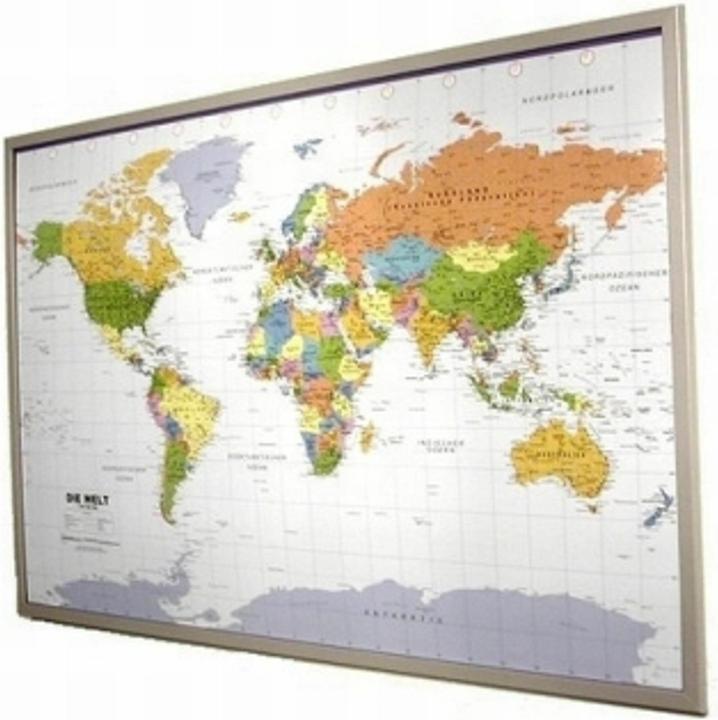 Actual product image Political world map on cork pinboard