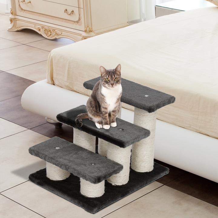 Actual product image PawHut Cat stairs with 3 steps (34 cm, Grey)