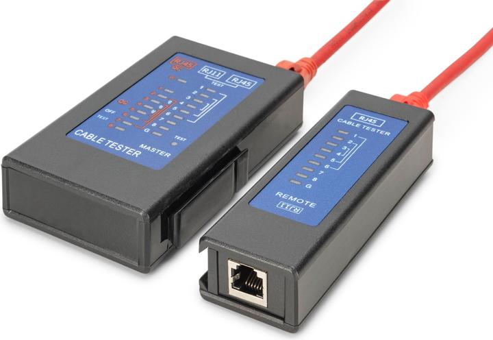 Actual product image Digitus Cable tester, network, RJ45, single-sided tester main unit, remote, PoE tester, with protective case