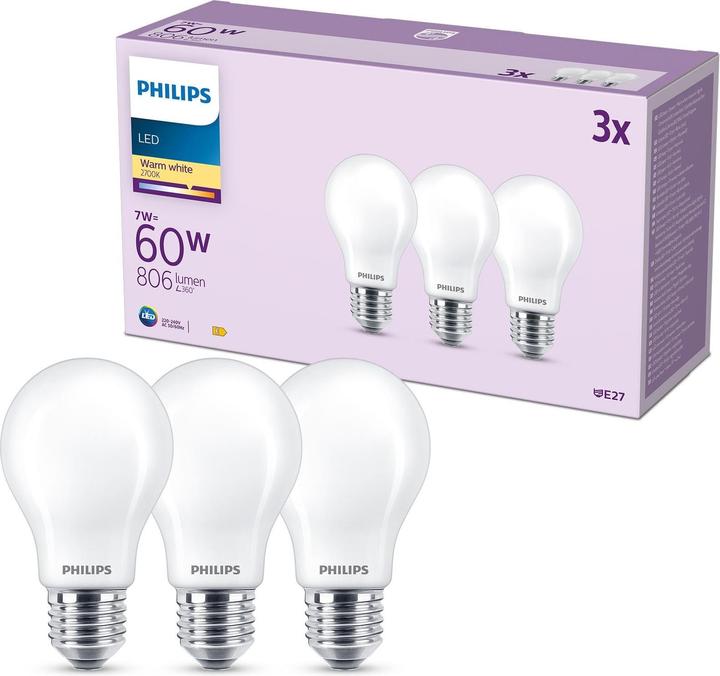 Image du produit Philips Ampoules à LED (E27, 7 W, 806 lm, 3 x, E)
