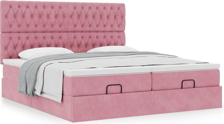 Image du produit VidaXL Ottoman-lit avec matelas rose 200x200 cm velours (200 x 200 cm)