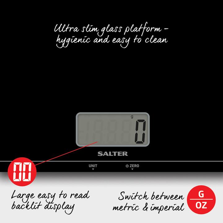 Image du produit Salter 1172 BKDR Balance de cuisine numérique à grand plateau