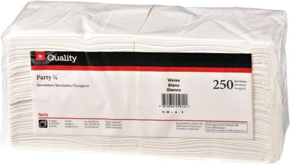 Immagine prodotto Quality Tovaglioli Party 24x24cm 992570 bianco 250 pezzi (250 x, 24 x 24 cm)