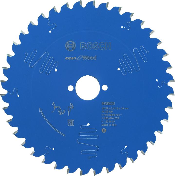 Bosch Professional Zubehör Kreissägeblatt Expert for Wood, 216 x 30 x 2,4 mm, 40