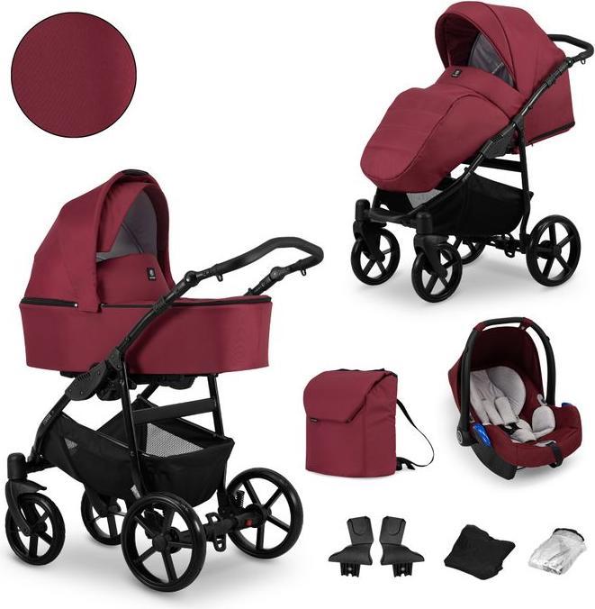 Produktbild Kunert Kombikinderwagen Mata Bordeaux, Gestell schwarz, inkl. Autositz Trix