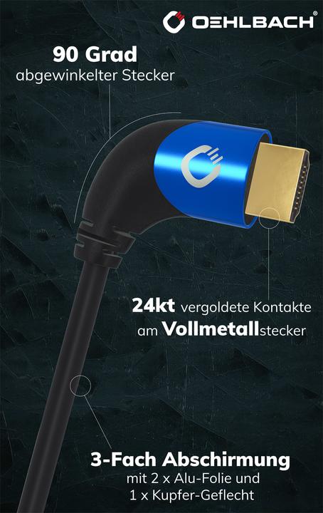 Image du produit Oehlbach Câble de connexion HDMI AV (1x HDMI mâle - 1x HDMI mâle) 1 m noir (1 m, HDMI)