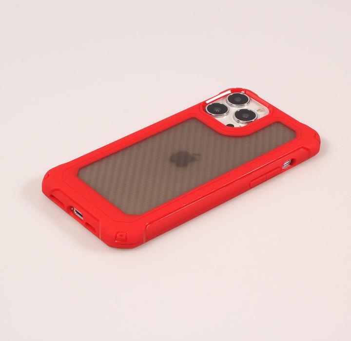 Produktbild PhoneLook Hülle Military Elite kompakt Cover mit semi-transparentem Carbon Rücken (Apple iPhone 14 Pro)