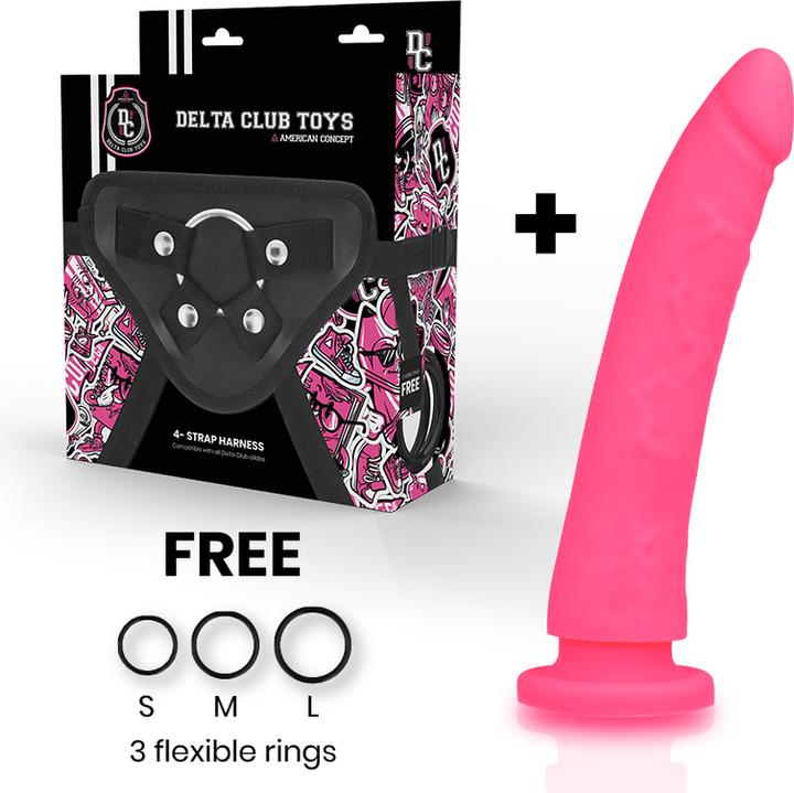 Immagine prodotto Delta Club TOYS STRAP + DONG ROSA IN SILICONE 20 CM -O- 4 CM