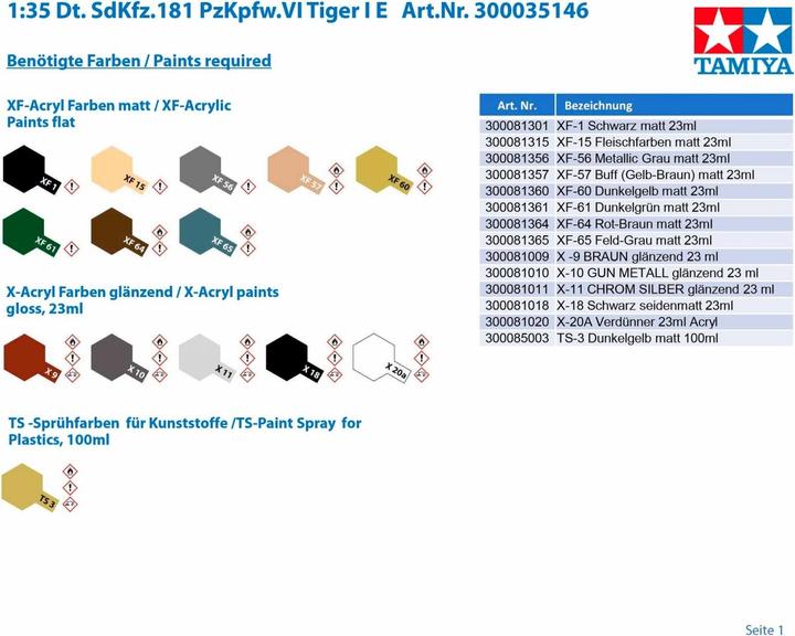 Actual product image Tamiya Tiger tank