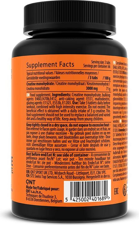 Actual product image QNT Creatine Monohydrate (200 Piece, Pills, 274 g)