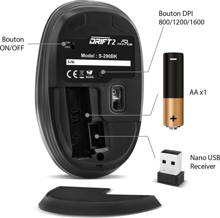 Image du produit Advance Souris Sans Fil Drift 2 (Noir) (Sans fil)