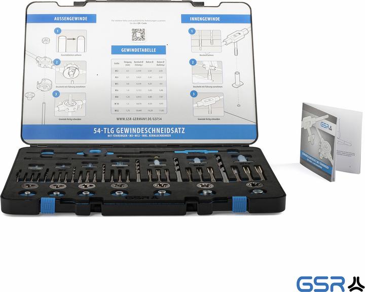 Produktbild GSR 48 tlg.HSS Gewindeschneidsortiment mit Innen-und Aussengewindeführungen M3-M12