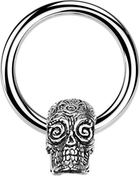 Star Piercing Closure Ring silber Tag der Toten Schädel silber (Messing, Chirurgenstahl 316L)
