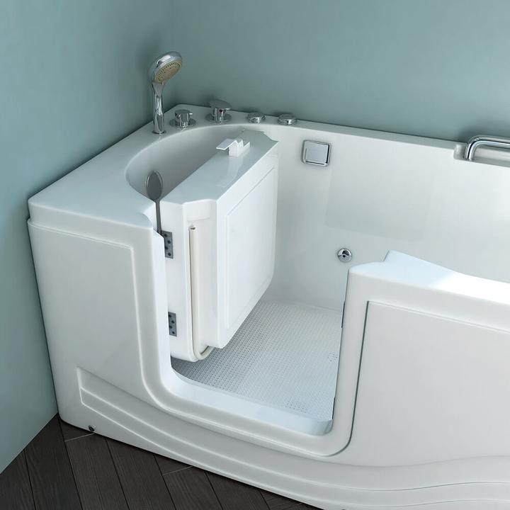 Immagine prodotto Home Deluxe Vasca da bagno per anziani con getti massaggianti porta e maniglia AUTARK M (sinistra) - 153x76x64cm (76 cm, 153 cm)