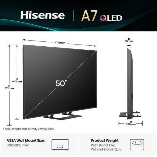 Actual product image Hisense TV 50A7Q (50", LED, 4K, 2025)