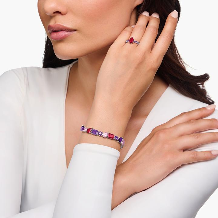 Image du produit Thomas Sabo Bracelet de tennis avec pierres multicolores en trois tailles Argent (19 cm, Argent 925)