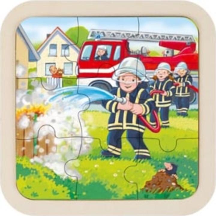 Produktbild Goki Holzpuzzle Bauernhof, Feuerwehr, Pferd, 9-tlg. (9 Teile)