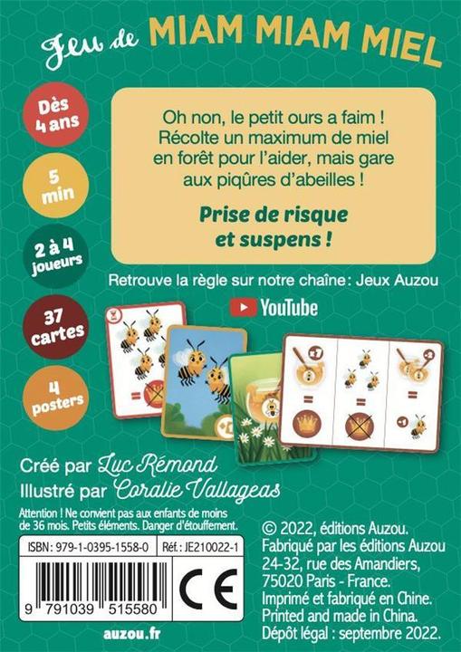 Produktbild Auzou France Jeu de miam miam miel : attention aux abeilles! (Französisch, Vallageas Coralie, Reond Luc, 2022)