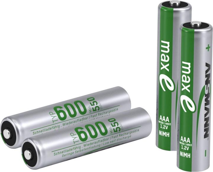 Ansmann NiMH-maxE-1.2V-AAA600-green-bl4 (4 Stk., AAA, 550 mAh)