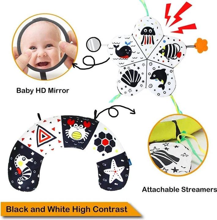 Actual product image Activity Board Baby Pillow Toy Black White High Contrast Baby Toy for Babies Newborns Infants 0-6