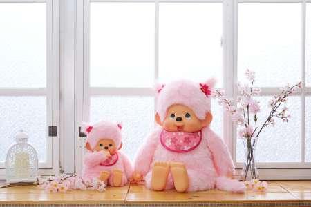 Produktbild Monchhichi Bandai SE2424242 Plüsch Sakura, Pinky Rosa, 80 cm (80 cm)
