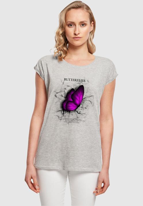Produktbild Merchcode Ladies Butterflies Extended Shoulder Tee - 112637 (S)