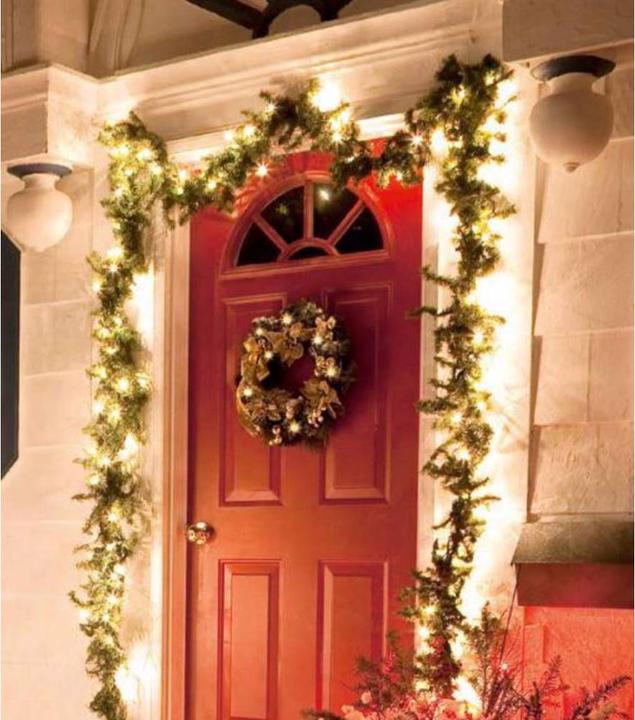 Image du produit Hellum Guirlande de porte avec éclairage Guirlandes de sapin LED